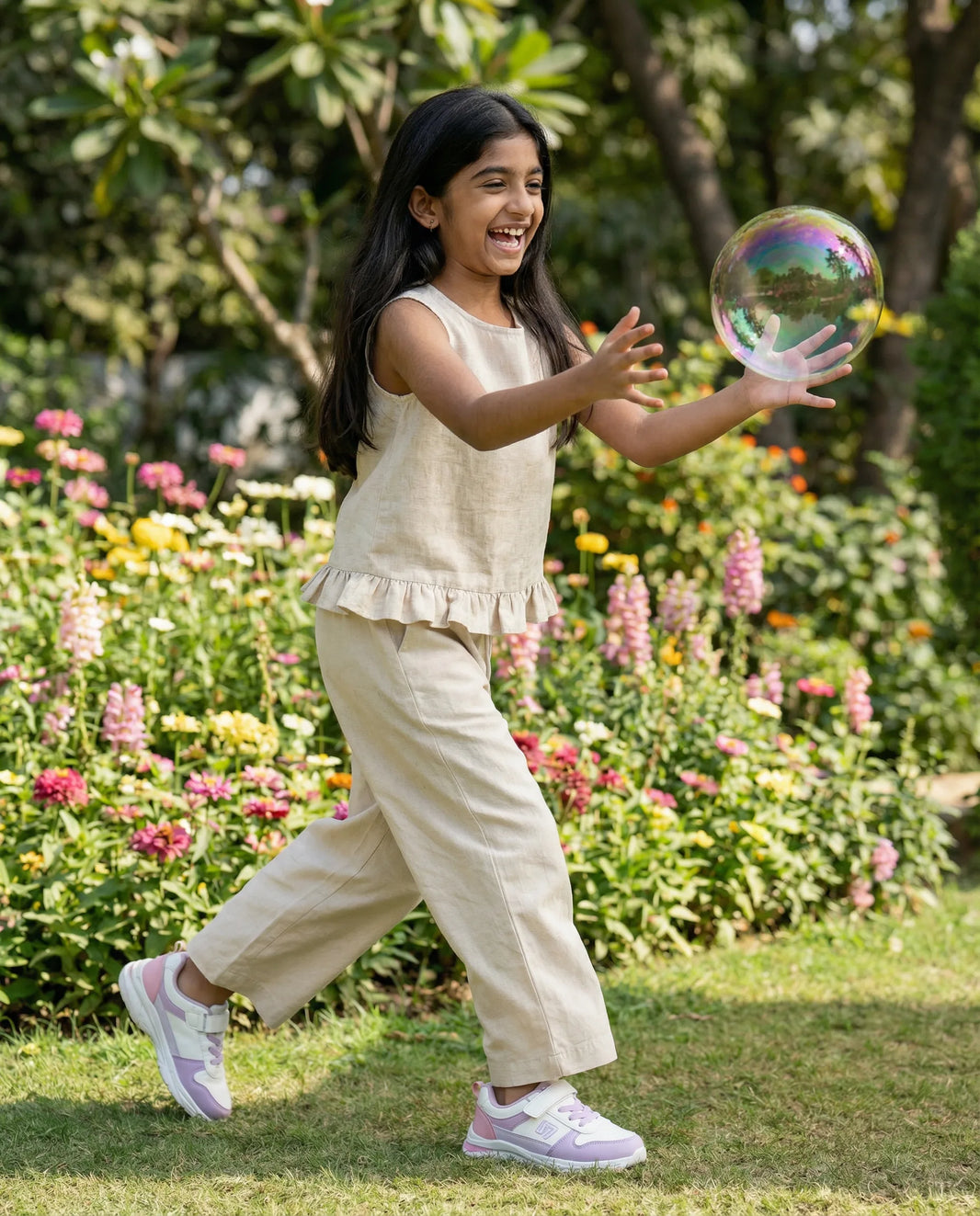 Girls Bloom Relaxed Straight Fit Cotton Trouser