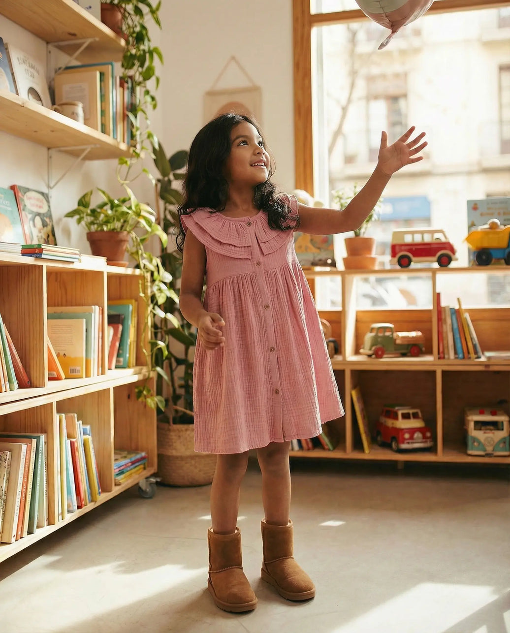 Girls Freya Frill Collar Cotton Dress
