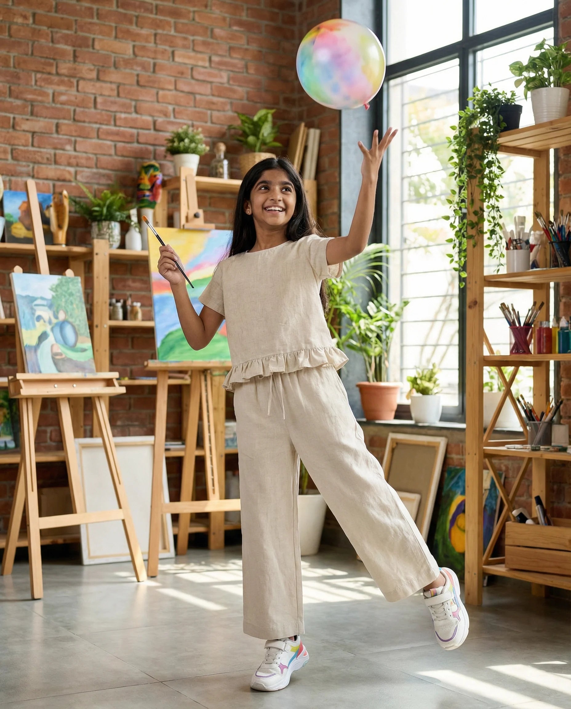 Girls Bloom Relaxed Straight Fit Cotton Trouser