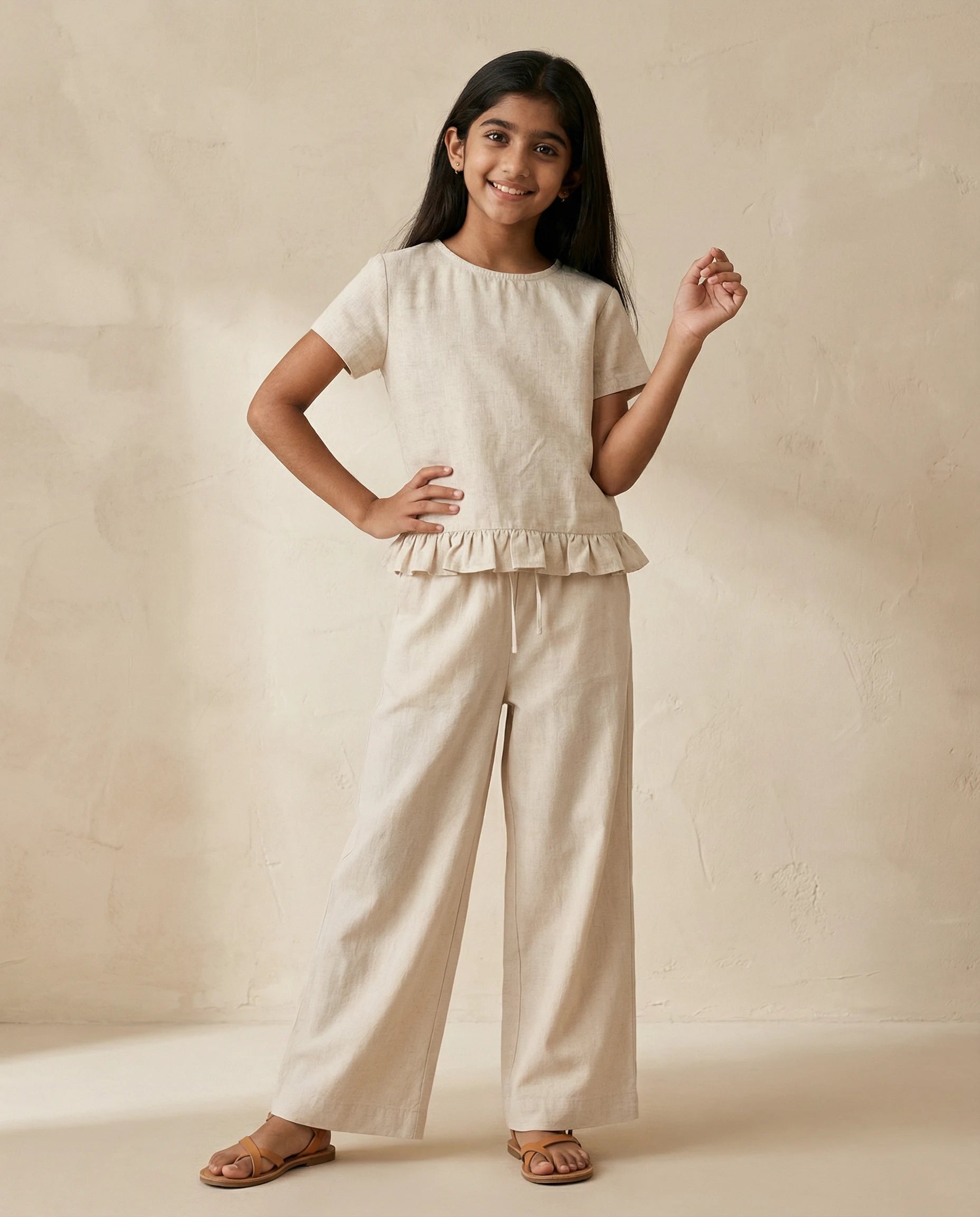 Girls Bloom Relaxed Straight Fit Cotton Trouser