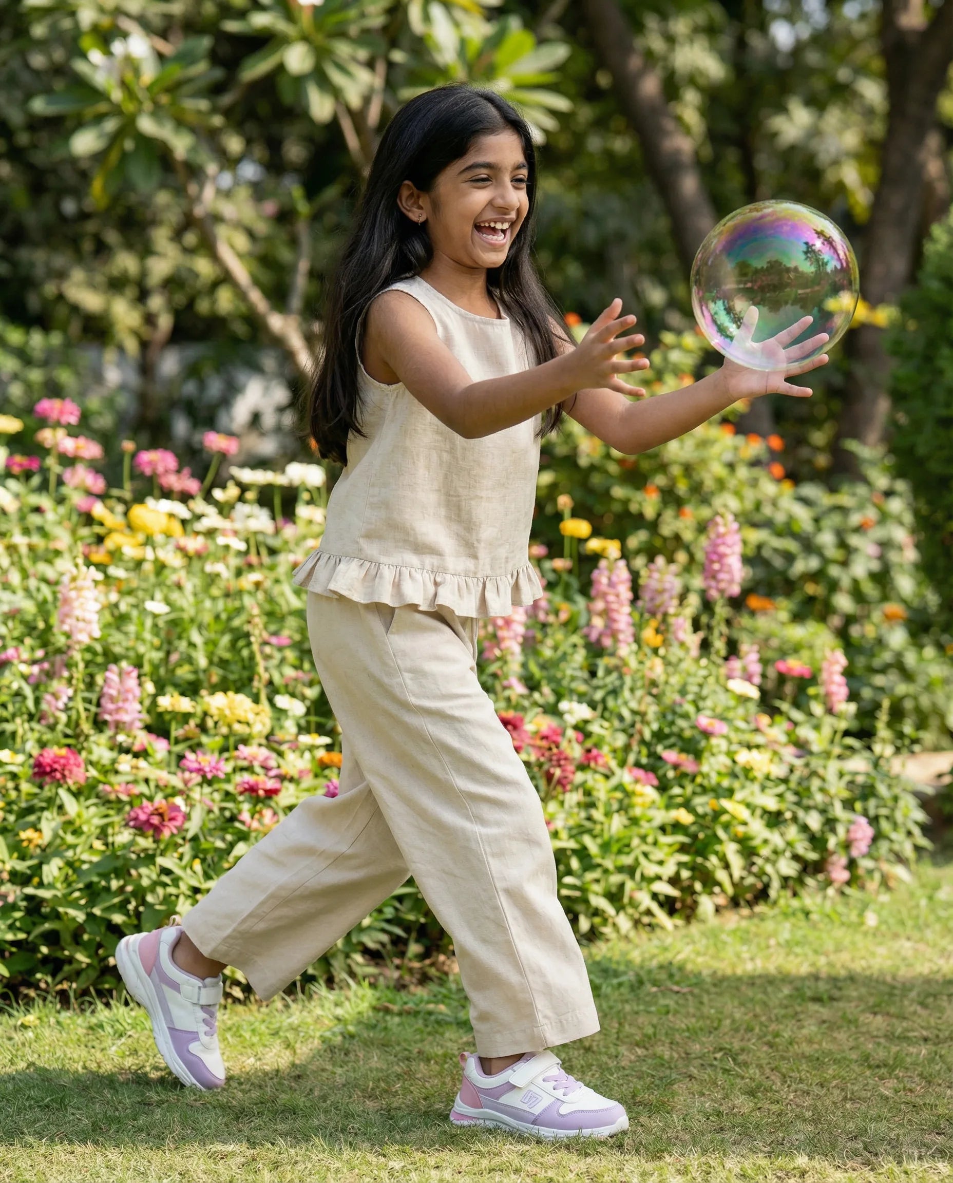 Girls Bloom Relaxed Straight Fit Cotton Trouser