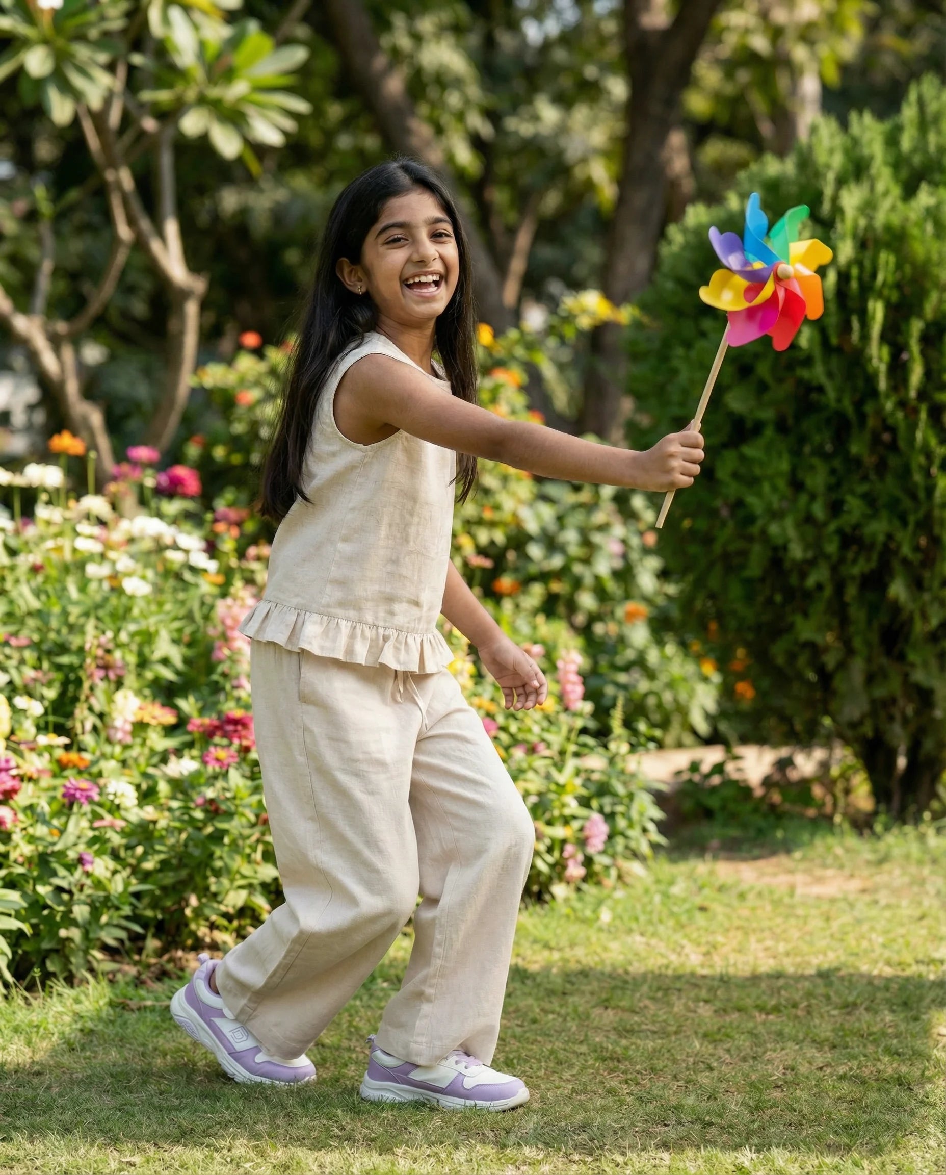 Girls Bloom Relaxed Straight Fit Cotton Trouser